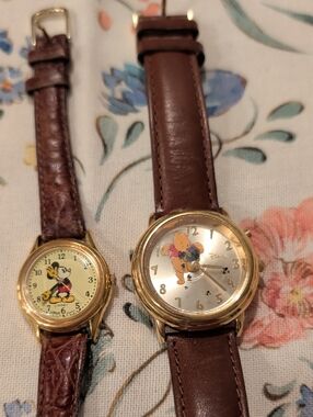 Lorus Gold-Tone Mickey Watch and Disney Winnie the Pooh Watch.